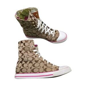 Coach Bonney Shoes Womens Size 10B Signature High-top Fold Down Sneakers